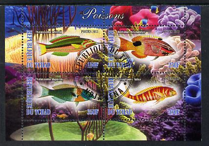 Chad 2013 Fish #2 perf sheetlet containing 4 values fine cto used