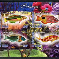 Chad 2013 Fish #2 perf sheetlet containing 4 values unmounted mint