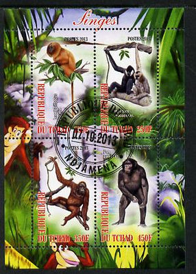 Chad 2013 Apes perf sheetlet containing 4 values fine cto used