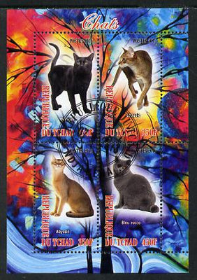 Chad 2013 Domestic Cats #1 perf sheetlet containing 4 values fine cto used
