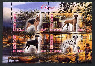Chad 2013 Dogs #2 perf sheetlet containing 4 values unmounted mint