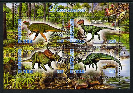 Chad 2013 Dinosaurs #1 perf sheetlet containing 4 values fine cto used