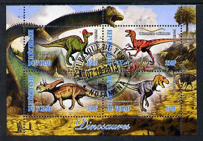 Chad 2013 Dinosaurs #2 perf sheetlet containing 4 values fine cto used