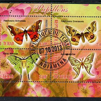 Chad 2013 Butterflies #07 perf sheetlet containing 4 values fine cto used