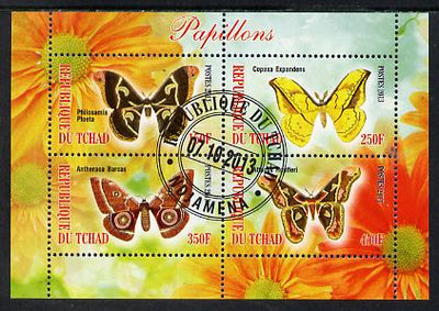 Chad 2013 Butterflies #08 perf sheetlet containing 4 values fine cto used