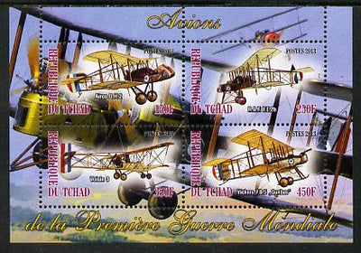 Chad 2013 Aircraft of WW1 #2 perf sheetlet containing 4 values unmounted mint