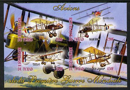 Chad 2013 Aircraft of WW1 #2 imperf sheetlet containing 4 values unmounted mint