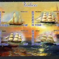 Chad 2013 Sailing Ships #1 imperf sheetlet containing 4 values unmounted mint
