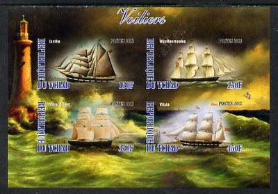 Chad 2013 Sailing Ships #2 imperf sheetlet containing 4 values unmounted mint