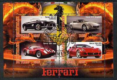 Chad 2013 Ferrari Cars #2 perf sheetlet containing 4 values fine cto used
