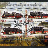 Chad 2013 Locomotives #5 perf sheetlet containing 4 values fine cto used