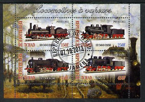 Chad 2013 Locomotives #5 perf sheetlet containing 4 values fine cto used