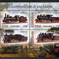 Chad 2013 Locomotives #5 perf sheetlet containing 4 values unmounted mint