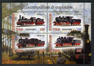Chad 2013 Locomotives #5 perf sheetlet containing 4 values unmounted mint