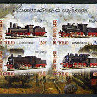 Chad 2013 Locomotives #5 imperf sheetlet containing 4 values unmounted mint