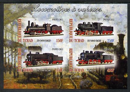 Chad 2013 Locomotives #5 imperf sheetlet containing 4 values unmounted mint