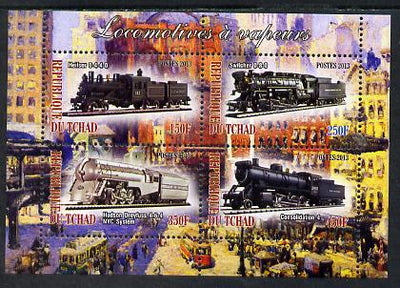 Chad 2013 Locomotives #7 perf sheetlet containing 4 values unmounted mint