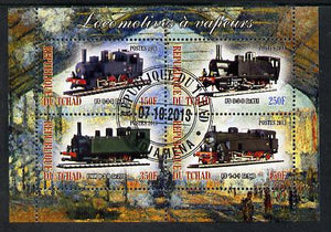 Chad 2013 Locomotives #8 perf sheetlet containing 4 values fine cto used