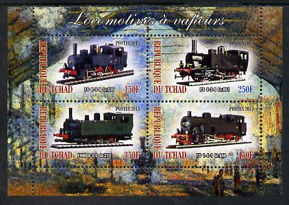 Chad 2013 Locomotives #8 perf sheetlet containing 4 values unmounted mint