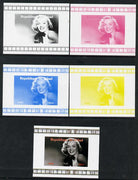 Chad 2013 Marilyn Monroe #3 individual deluxe sheetlet - the set of 5 imperf progressive colour proofs comprising the 4 basic colours plus all 4-colour composite unmounted mint.