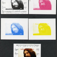 Chad 2013 The Beatles - George Harrison #1 individual deluxe sheetlet - the set of 5 imperf progressive colour proofs comprising the 4 basic colours plus all 4-colour composite unmounted mint.