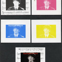 Chad 2013 The Beatles - George Harrison #2 individual deluxe sheetlet - the set of 5 imperf progressive colour proofs comprising the 4 basic colours plus all 4-colour composite unmounted mint.