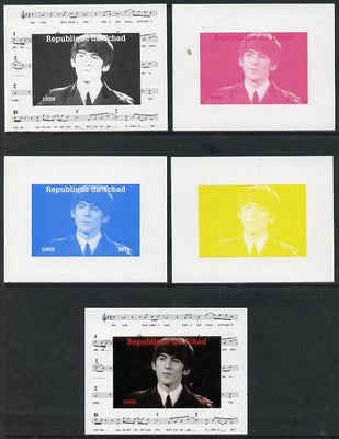 Chad 2013 The Beatles - George Harrison #2 individual deluxe sheetlet - the set of 5 imperf progressive colour proofs comprising the 4 basic colours plus all 4-colour composite unmounted mint.