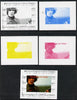 Chad 2013 The Beatles - George Harrison #3 individual deluxe sheetlet - the set of 5 imperf progressive colour proofs comprising the 4 basic colours plus all 4-colour composite unmounted mint.