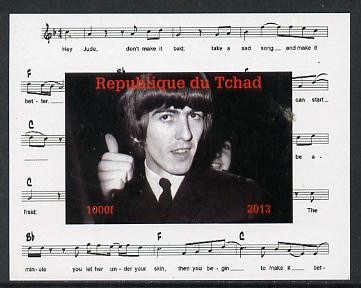 Chad 2013 The Beatles - George Harrison #4 individual imperf deluxe sheetlet unmounted mint. Note this item is privately produced and is offered purely on its thematic appeal.
