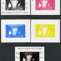 Chad 2013 The Beatles - George Harrison #4 individual deluxe sheetlet - the set of 5 imperf progressive colour proofs comprising the 4 basic colours plus all 4-colour composite unmounted mint.