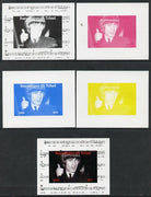 Chad 2013 The Beatles - George Harrison #4 individual deluxe sheetlet - the set of 5 imperf progressive colour proofs comprising the 4 basic colours plus all 4-colour composite unmounted mint.