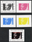 Chad 2013 The Beatles - John Lennon #1 individual deluxe sheetlet - the set of 5 imperf progressive colour proofs comprising the 4 basic colours plus all 4-colour composite unmounted mint.