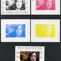 Chad 2013 The Beatles - John Lennon #2 individual deluxe sheetlet - the set of 5 imperf progressive colour proofs comprising the 4 basic colours plus all 4-colour composite unmounted mint.