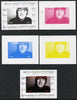 Chad 2013 The Beatles - John Lennon #3 individual deluxe sheetlet - the set of 5 imperf progressive colour proofs comprising the 4 basic colours plus all 4-colour composite unmounted mint.