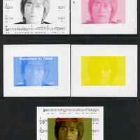Chad 2013 The Beatles - John Lennon #4 individual deluxe sheetlet - the set of 5 imperf progressive colour proofs comprising the 4 basic colours plus all 4-colour composite unmounted mint.