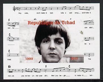 Chad 2013 The Beatles - Paul McCartney #1 individual imperf deluxe sheetlet unmounted mint. Note this item is privately produced and is offered purely on its thematic appeal.