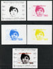 Chad 2013 The Beatles - Paul McCartney #1 individual deluxe sheetlet - the set of 5 imperf progressive colour proofs comprising the 4 basic colours plus all 4-colour composite unmounted mint.