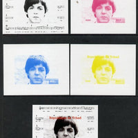 Chad 2013 The Beatles - Paul McCartney #1 individual deluxe sheetlet - the set of 5 imperf progressive colour proofs comprising the 4 basic colours plus all 4-colour composite unmounted mint.