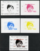 Chad 2013 The Beatles - Paul McCartney #1 individual deluxe sheetlet - the set of 5 imperf progressive colour proofs comprising the 4 basic colours plus all 4-colour composite unmounted mint.