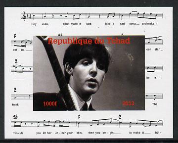Chad 2013 The Beatles - Paul McCartney #2 individual imperf deluxe sheetlet unmounted mint. Note this item is privately produced and is offered purely on its thematic appeal.