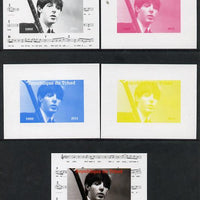 Chad 2013 The Beatles - Paul McCartney #2 individual deluxe sheetlet - the set of 5 imperf progressive colour proofs comprising the 4 basic colours plus all 4-colour composite unmounted mint.