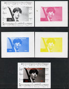 Chad 2013 The Beatles - Paul McCartney #2 individual deluxe sheetlet - the set of 5 imperf progressive colour proofs comprising the 4 basic colours plus all 4-colour composite unmounted mint.