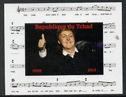 Chad 2013 The Beatles - Paul McCartney #4 individual imperf deluxe sheetlet unmounted mint. Note this item is privately produced and is offered purely on its thematic appeal.