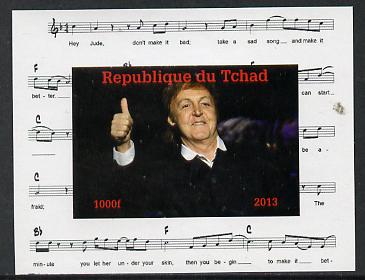 Chad 2013 The Beatles - Paul McCartney #4 individual imperf deluxe sheetlet unmounted mint. Note this item is privately produced and is offered purely on its thematic appeal.