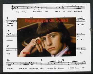 Chad 2013 The Beatles - Ringo Starr #1 individual imperf deluxe sheetlet unmounted mint. Note this item is privately produced and is offered purely on its thematic appeal.