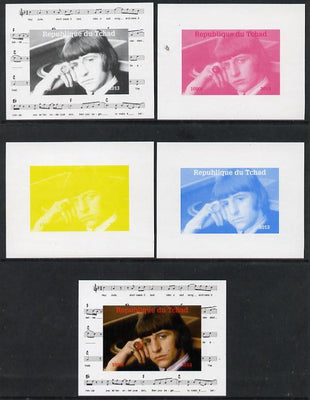 Chad 2013 The Beatles - Ringo Starr #1 individual deluxe sheetlet - the set of 5 imperf progressive colour proofs comprising the 4 basic colours plus all 4-colour composite unmounted mint.