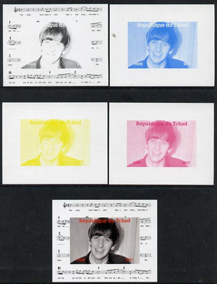 Chad 2013 The Beatles - Ringo Starr #3 individual deluxe sheetlet - the set of 5 imperf progressive colour proofs comprising the 4 basic colours plus all 4-colour composite unmounted mint.