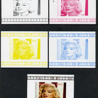 Chad 2013 Marilyn Monroe #5 individual deluxe sheetlet - the set of 5 imperf progressive colour proofs comprising the 4 basic colours plus all 4-colour composite unmounted mint.