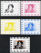 Chad 2013 Elvis Presley #02 individual deluxe sheetlet - the set of 5 imperf progressive colour proofs comprising the 4 basic colours plus all 4-colour composite unmounted mint.