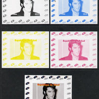 Chad 2013 Elvis Presley #03 individual deluxe sheetlet - the set of 5 imperf progressive colour proofs comprising the 4 basic colours plus all 4-colour composite unmounted mint.